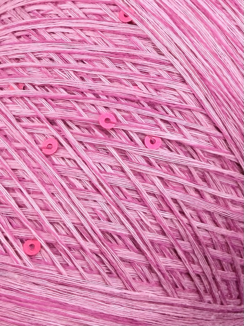Art. Lino – Fil 100 % lin avec paillettes col. Rose pivoine 580 m / 100 g
